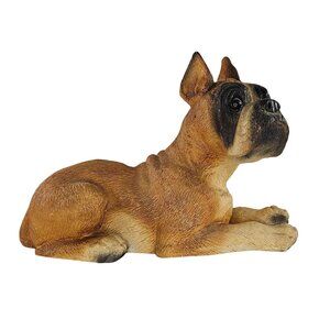 Vintage Classic Stone Critters Boxer Dog Lying Down Resin Figurine UDC 1984